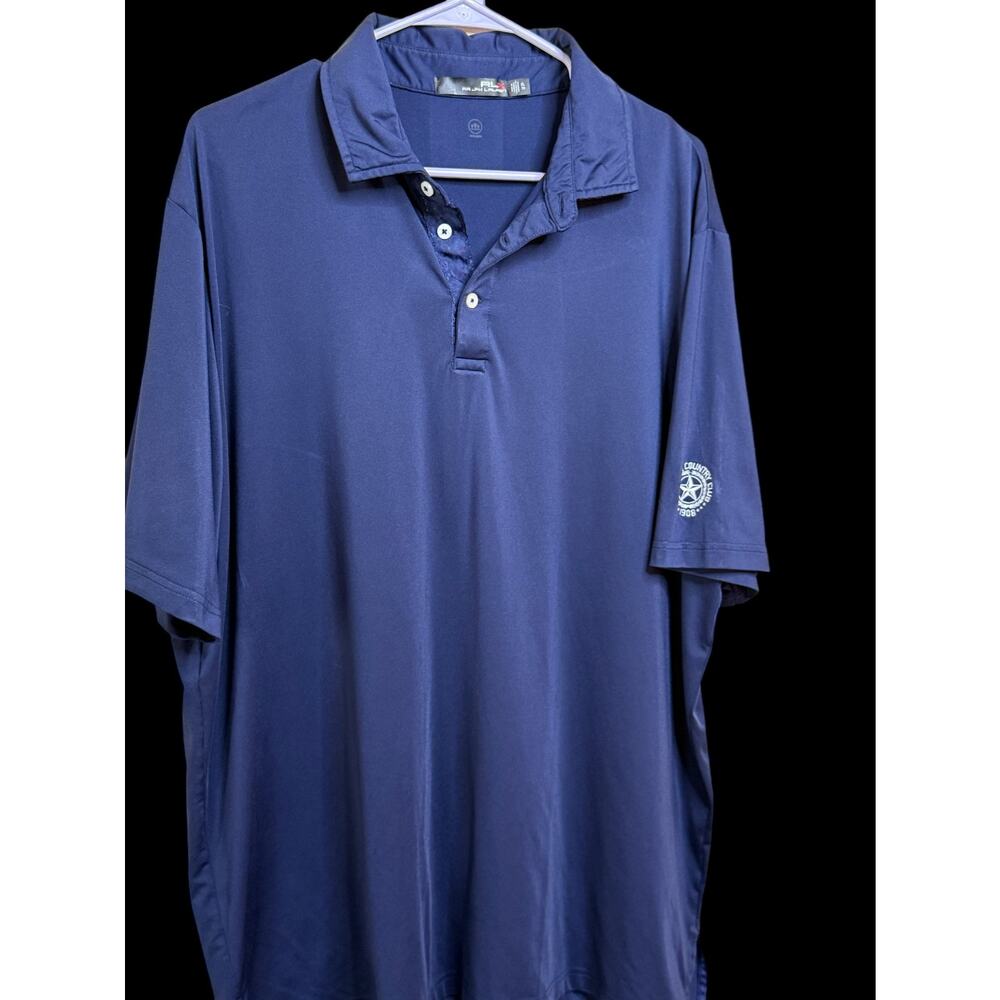 Ralph Lauren RLX Mens Polo Golf Houston Country Club 1908 Navy Blue Shirt XL E8